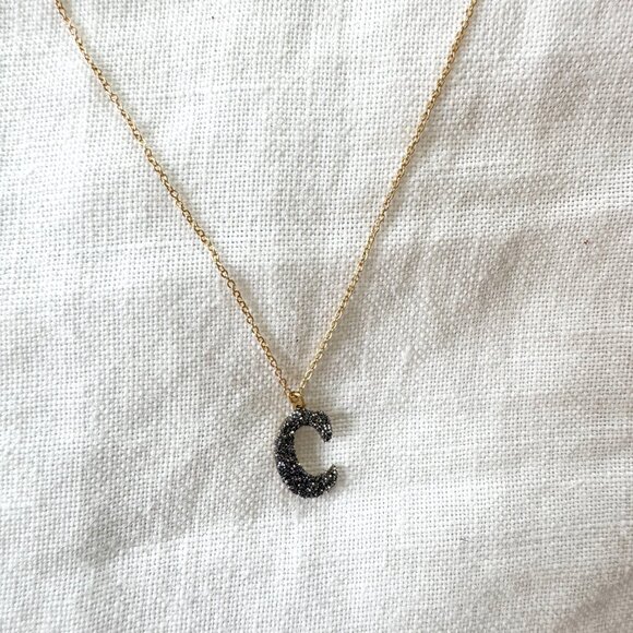 Rebecca Jewelry (Italy) Jolie Gold Alphabet Necklace with "C" in Microdiamonds - Picture 1 of 7